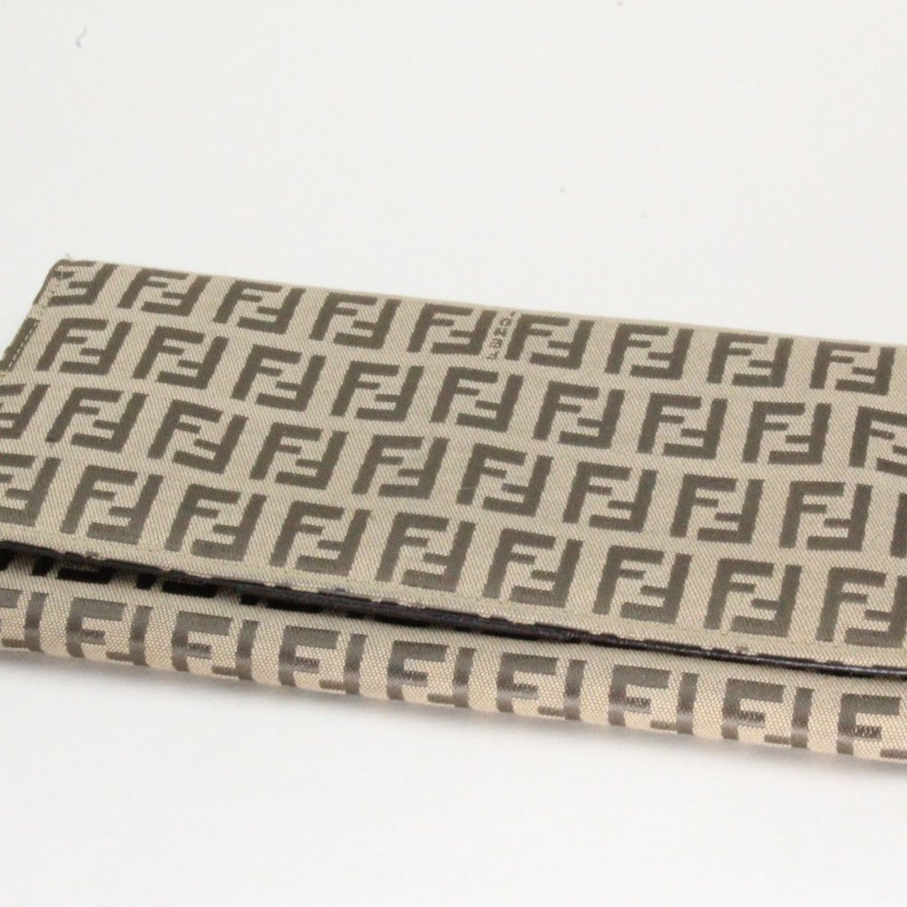 Authentic Fendi Zucca FF Canvas Flap Wallet Gently Used